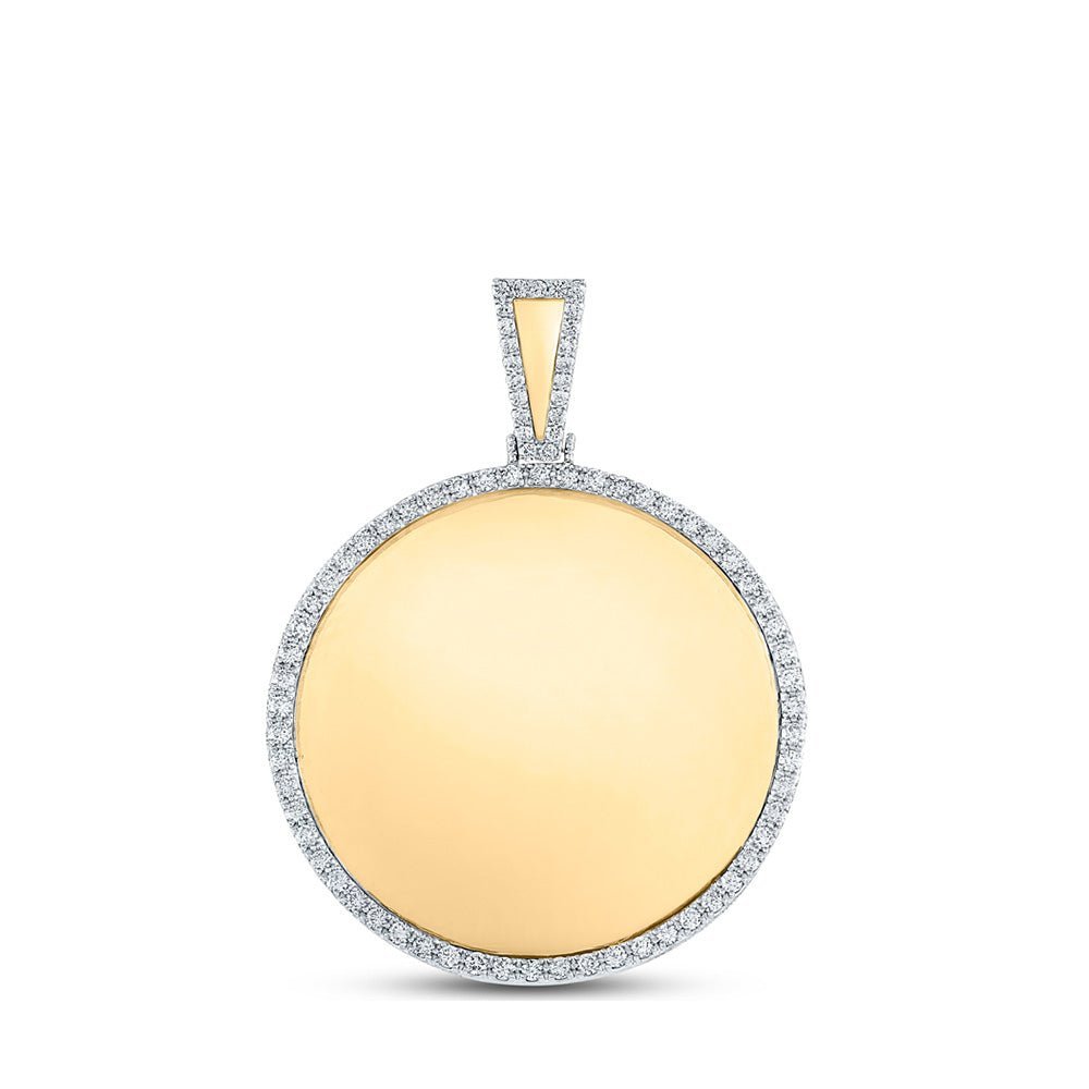 10kt Yellow Gold Men's Round Diamond Mirror Memory Charm Pendant - 2 - 1/5 Cttw | Splendid Jewellery - Splendid Jewellery