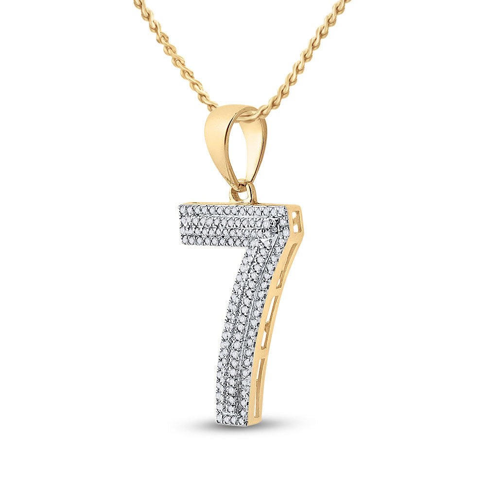 10kt Yellow Gold Men's Round Diamond Number 7 Charm Pendant - 3/8 Cttw - Splendid Jewellery