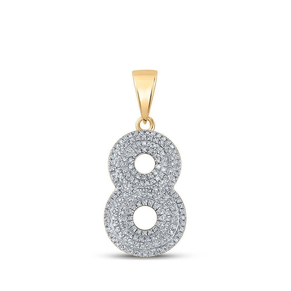 10kt Yellow Gold Men's Round Diamond Number 8 Charm Pendant 1/2 Cttw - A Dazzling Symbol of Style and Success - Splendid Jewellery