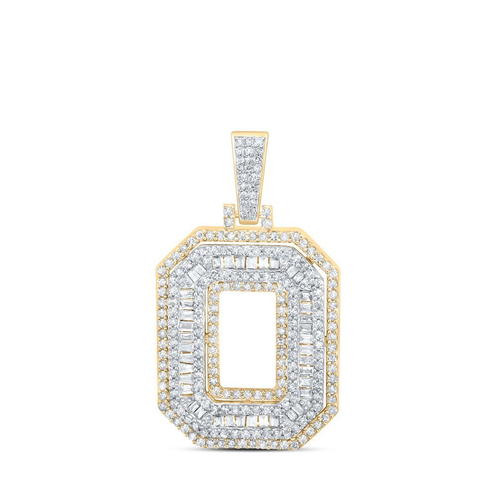 10kt Yellow Gold Men's Round Diamond O Initial Letter Charm Pendant - 7/8 Cttw - Splendid Jewellery - Splendid Jewellery