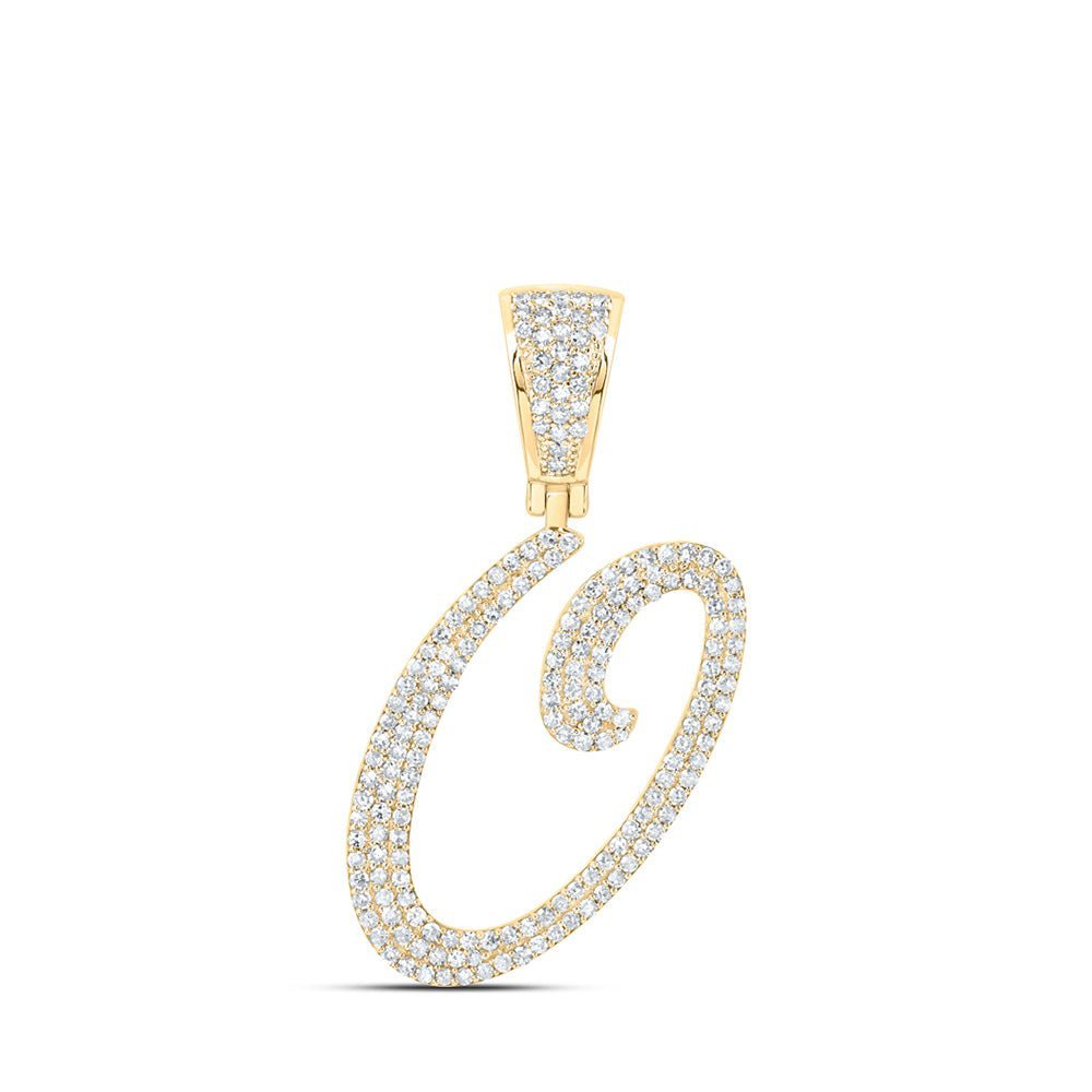 10kt Yellow Gold Men's Round Diamond O Initial Letter Charm Pendant - 7/8 Cttw | Splendid Jewellery - Splendid Jewellery