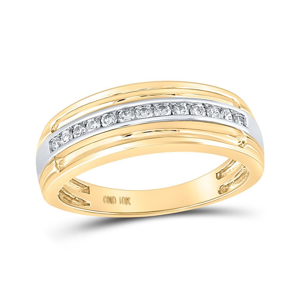 10kt Yellow Gold Men's Round Diamond Single Row Band Ring 1/4 Cttw | Exquisite Gentlemen's Jewel - Splendid Jewellery