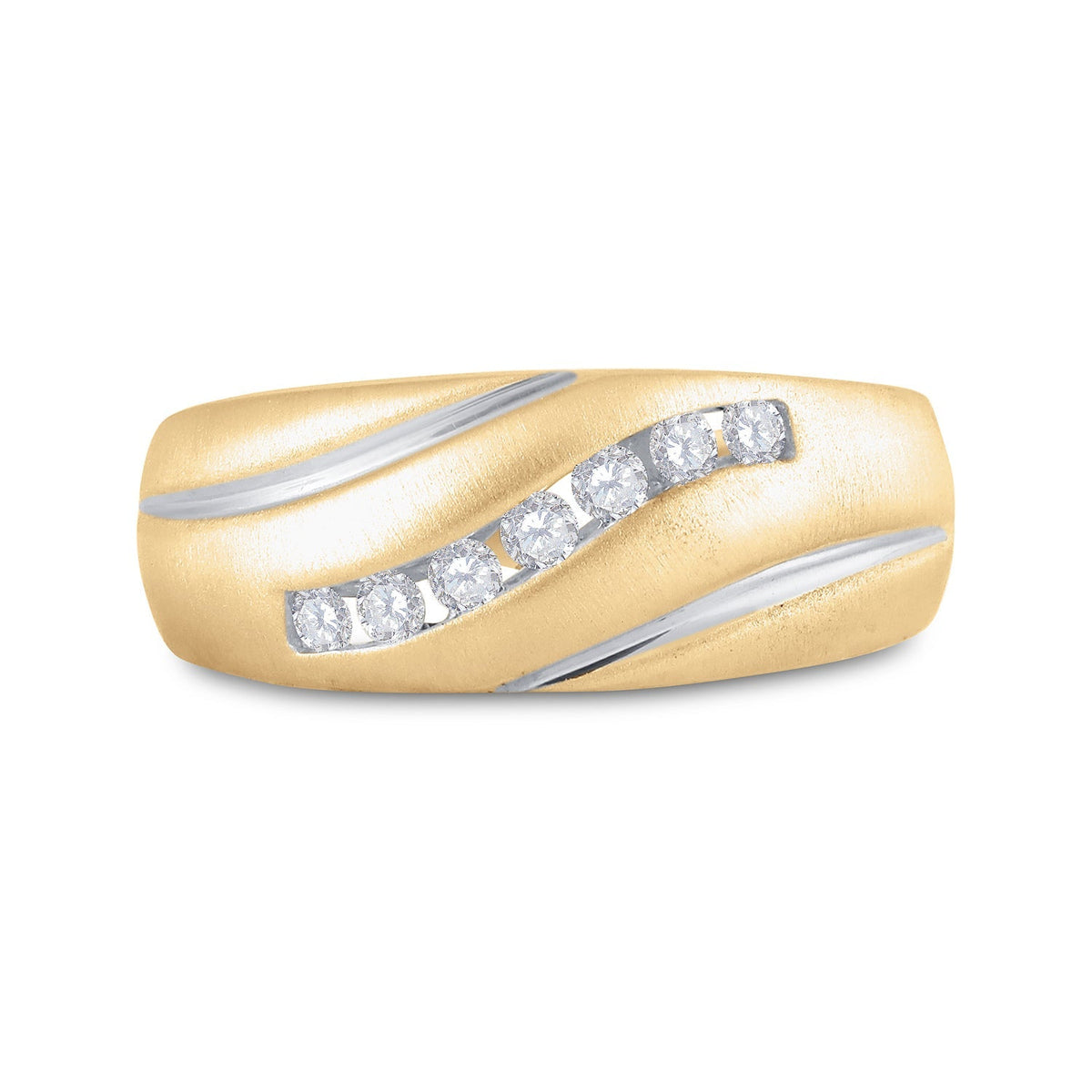10kt Yellow Gold Men's Round Diamond Single Row Band Ring - Sleek Elegance - Splendid Jewellery