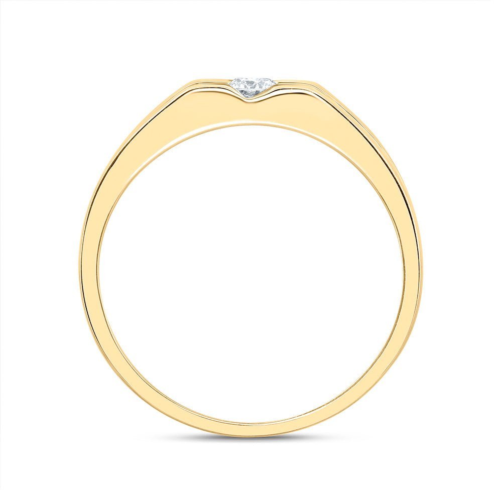 10kt Yellow Gold Men's Round Diamond Solitaire Band Ring - 1/2 Carat Total Weight - Splendid Jewellery - Splendid Jewellery