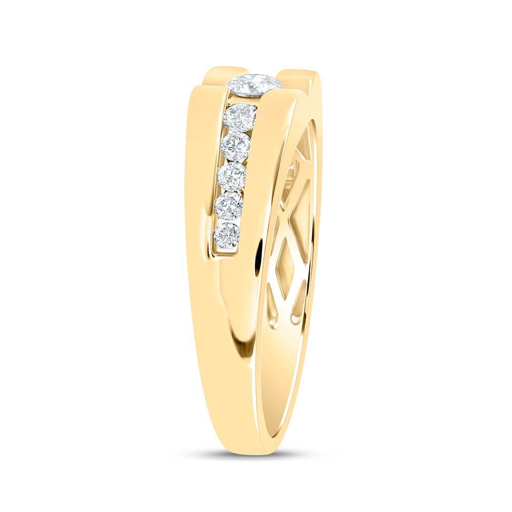 10kt Yellow Gold Men's Round Diamond Solitaire Band Ring - 1/2 Carat Total Weight - Splendid Jewellery - Splendid Jewellery