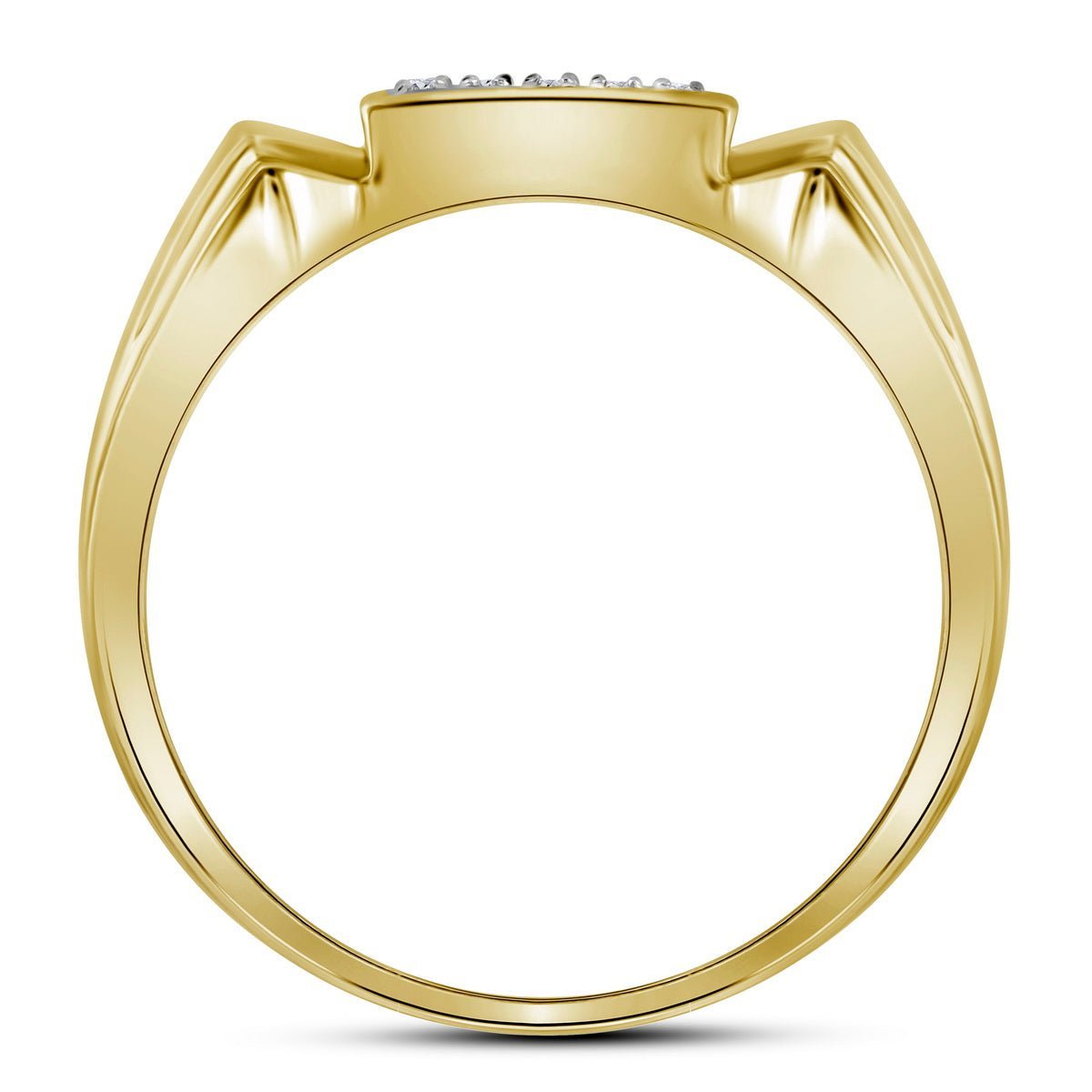 10kt Yellow Gold Men's Round Diamond Square Cluster Ring 1/4 Cttw - A Dazzling Statement of Masculine Elegance - Splendid Jewellery