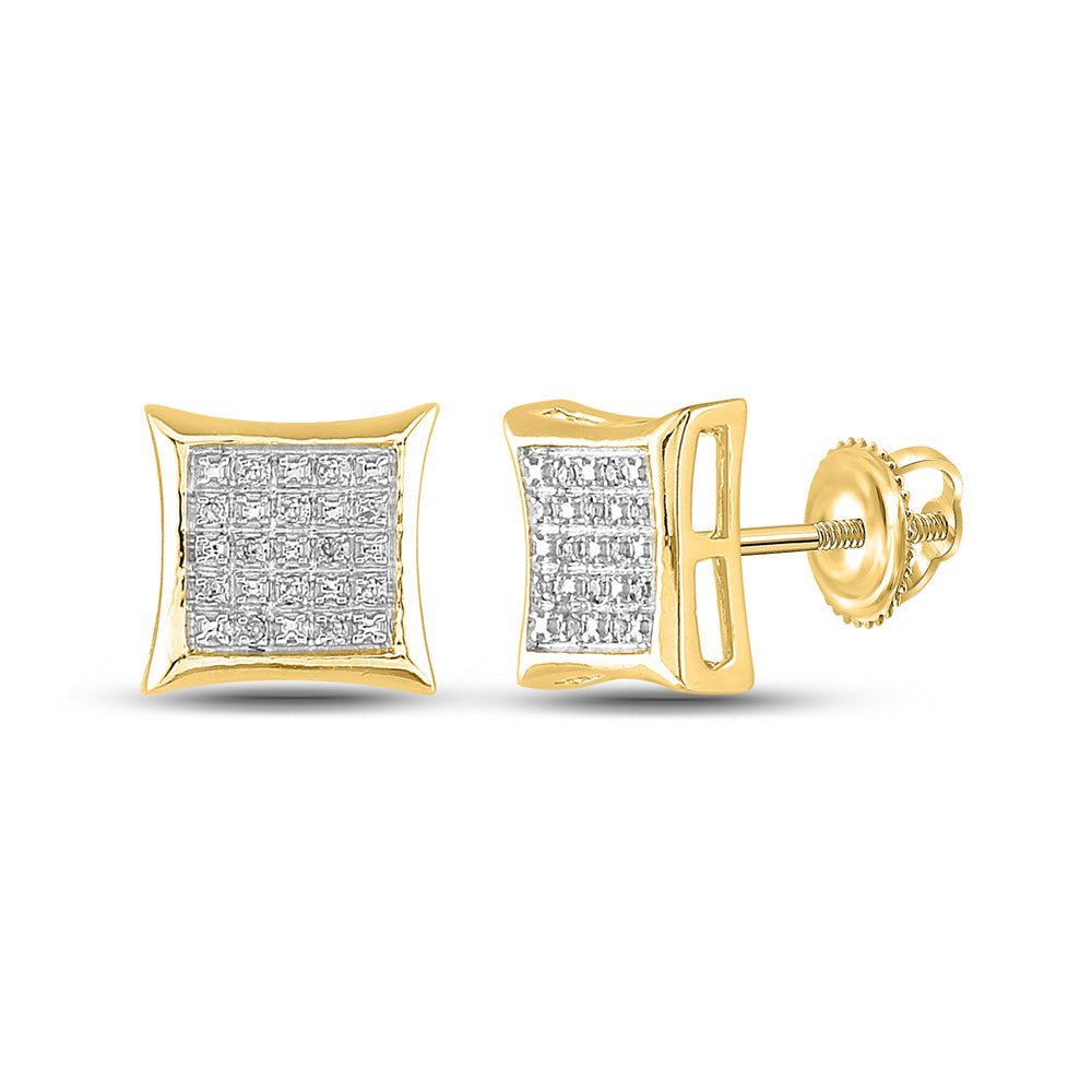 10kt Yellow Gold Men's Round Diamond Square Earrings - Captivating Brilliance - Splendid Jewellery