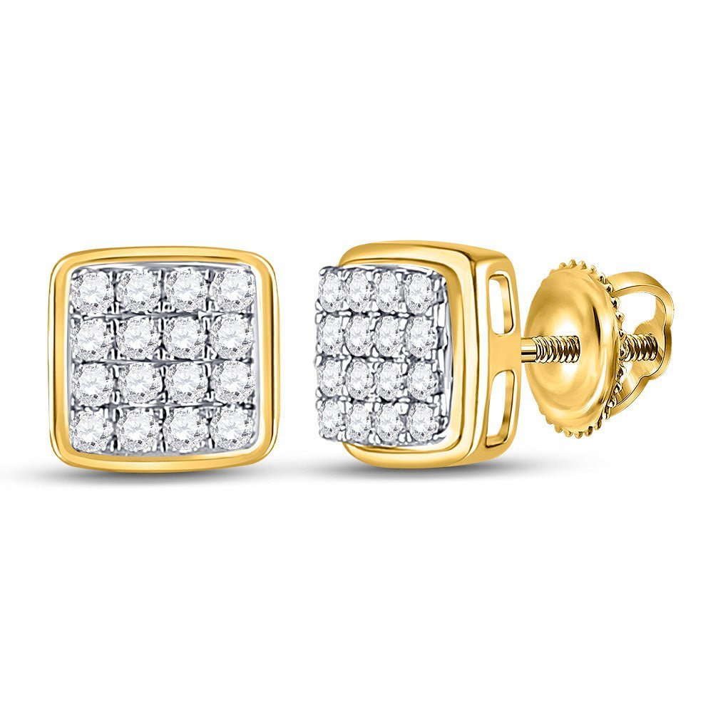 10kt Yellow Gold Men's Round Diamond Square Earrings - Sleek & Sophisticated - Splendid Jewellery