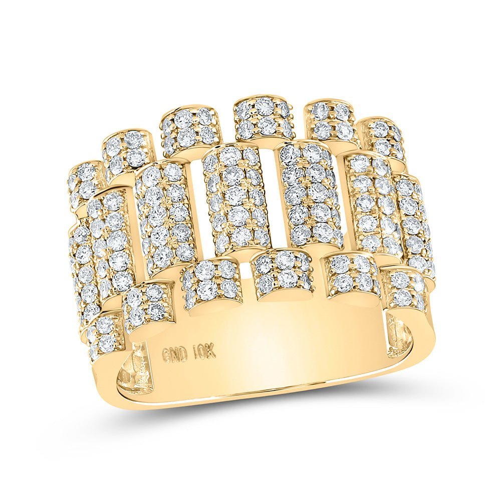 10kt Yellow Gold Men's Round Diamond Statement Band Ring - Exquisite Brilliance - Splendid Jewellery