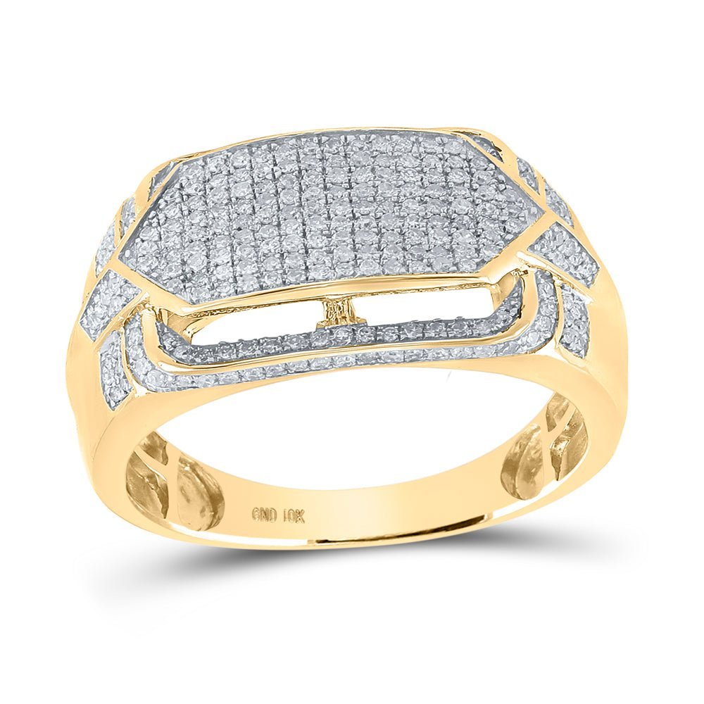 10kt Yellow Gold Men's Round Diamond Statement Fashion Ring - 3/4 Cttw | Splendid Jewellery - Splendid Jewellery