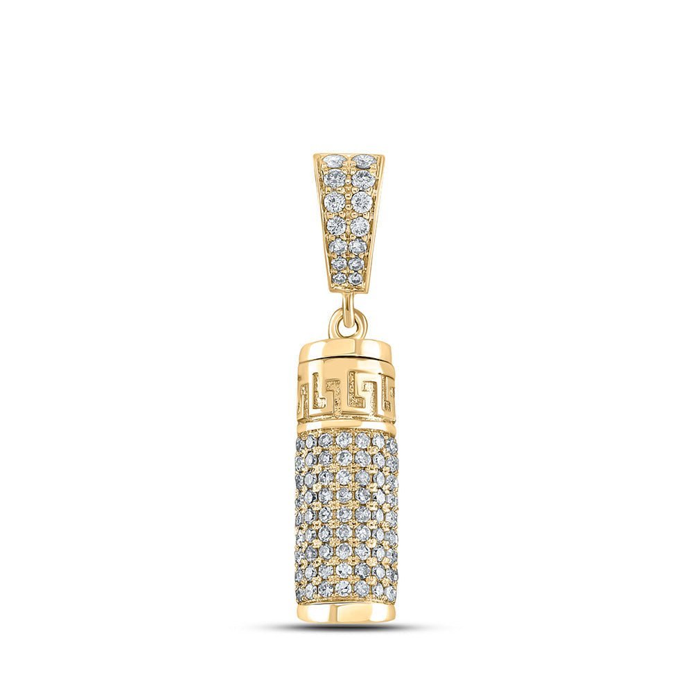 10kt Yellow Gold Men's Round Diamond Urn Cylinder Charm Pendant - 1 Cttw | Splendid Jewellery - Splendid Jewellery