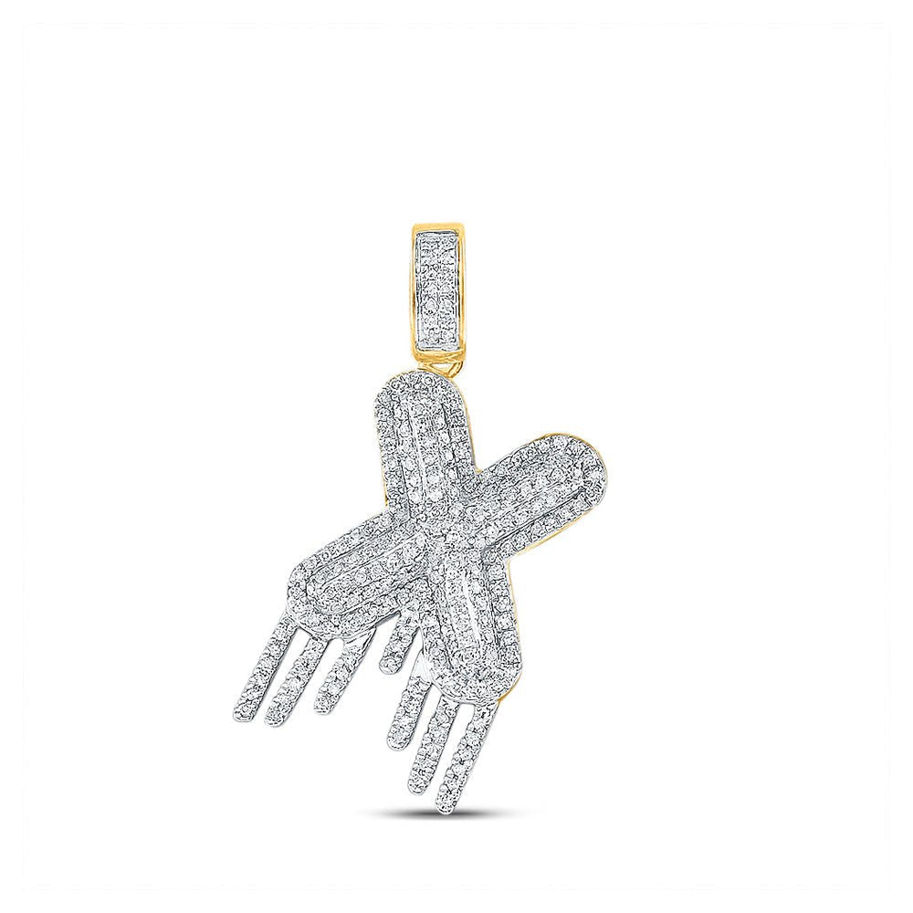 10kt Yellow Gold Men's Round Diamond X Drip Letter Charm Pendant - Captivating Elegance - Splendid Jewellery