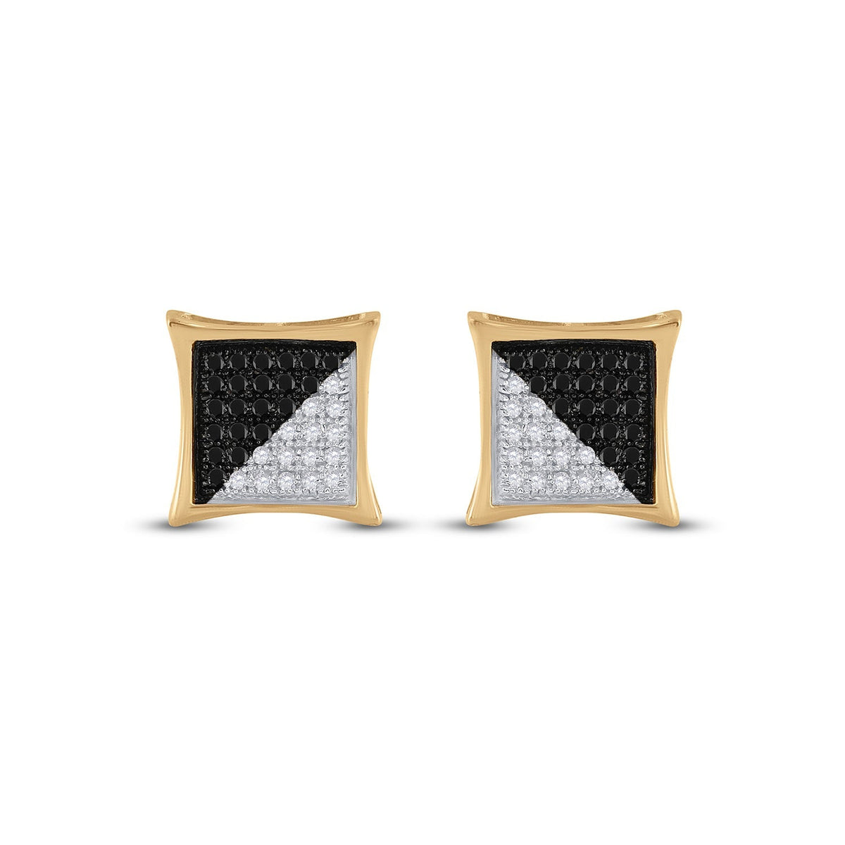 10kt Yellow Gold Men's Square Black Diamond Earrings - 1/4 Cttw | Splendid Jewellery - Splendid Jewellery