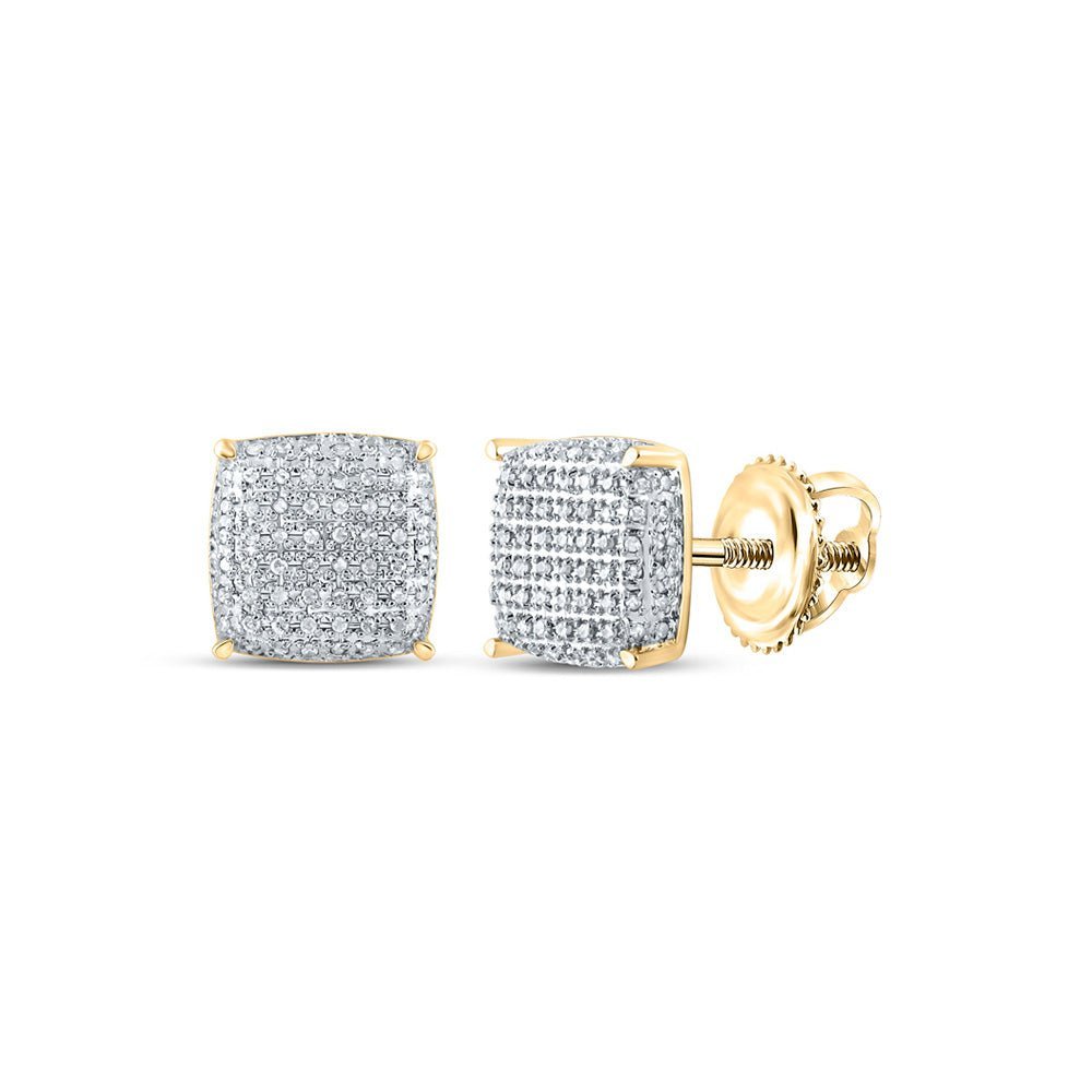 10kt Yellow Gold Men's Square Diamond Earrings - 1/2 Cttw | Splendid Jewellery - Splendid Jewellery