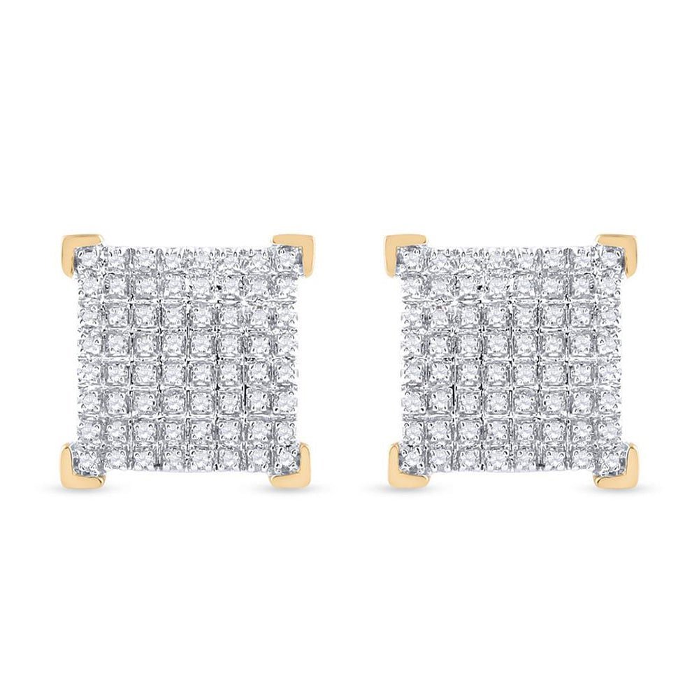 10kt Yellow Gold Men's Square Diamond Earrings - 1/3 Cttw | Exquisite Jewellery - Splendid Jewellery