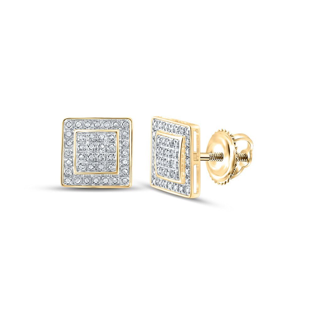 10kt Yellow Gold Men's Square Diamond Earrings - 1/4 Cttw | Splendid Jewellery - Splendid Jewellery