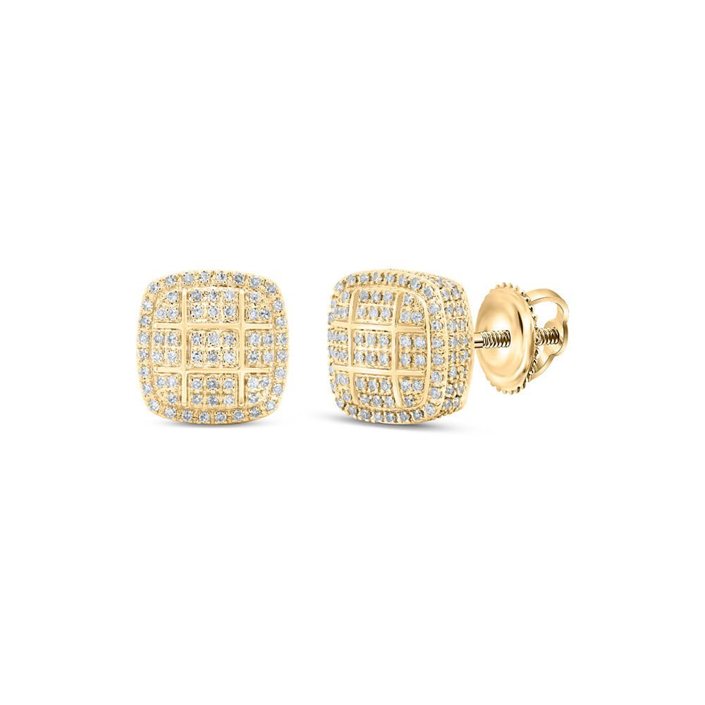 10kt Yellow Gold Men's Square Diamond Earrings - 5/8 Cttw | Exquisite Jewellery - Splendid Jewellery