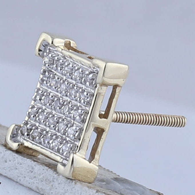 10kt Yellow Gold Men's Square Diamond Earrings - Stunning 1/6 Cttw Sparklers - Splendid Jewellery