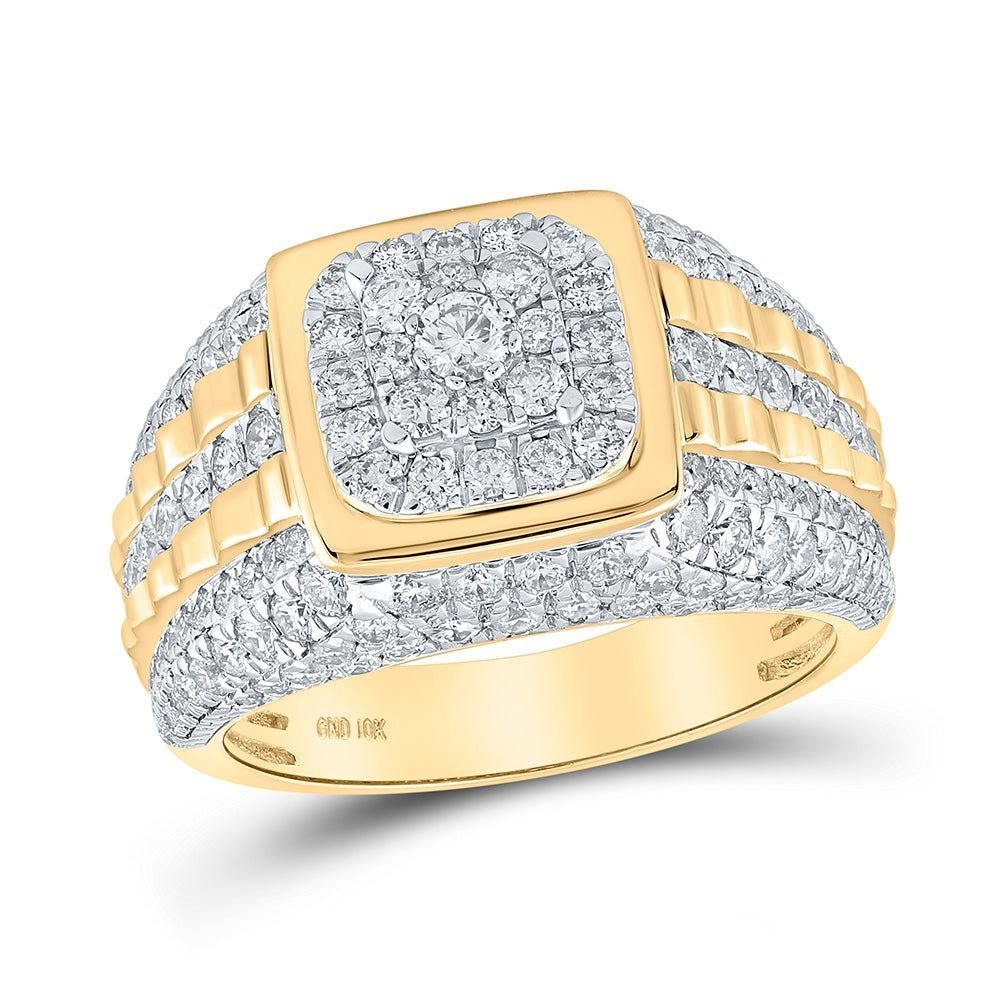 10kt Yellow Gold Men's Square Diamond Ring - 2 - 1/2 Cttw | Splendid Jewellery - Splendid Jewellery