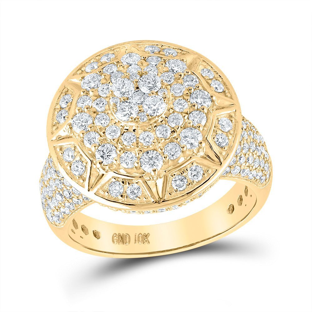 10kt Yellow Gold Men's Starburst Cluster Diamond Ring - 2 - 3/4 Cttw | Splendid Jewellery - Splendid Jewellery