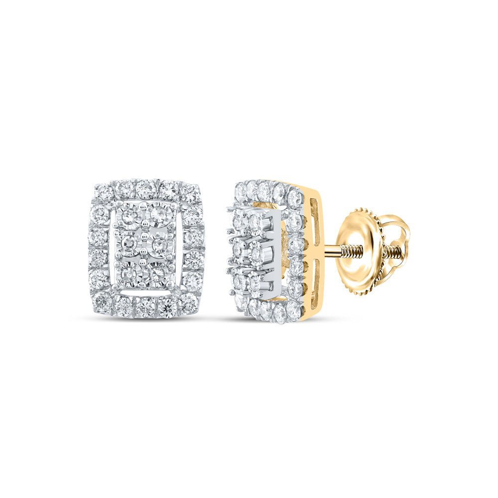10kt Yellow Gold Mesmerizing Round Diamond Cluster Earrings 3/8 Cttw - Splendid Jewellery