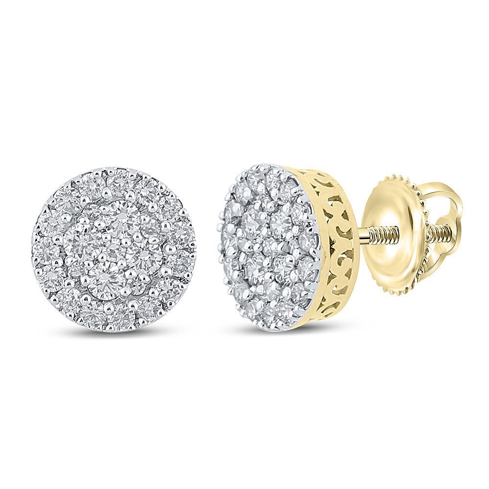 10kt Yellow Gold Round Diamond Cluster Earrings - Captivating Men's Jewelry - Splendid Jewellery