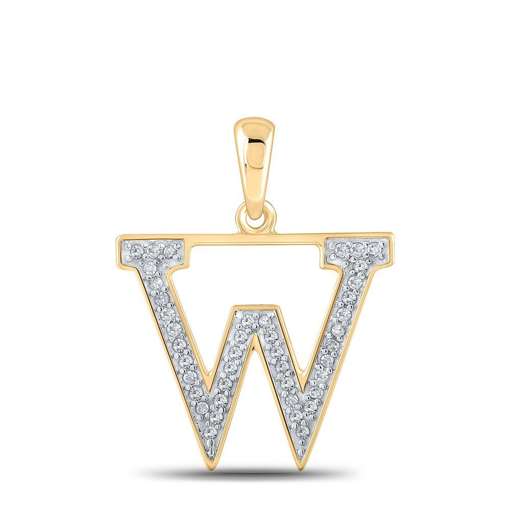 10kt Yellow Gold Round Diamond Initial W Pendant - A Symbol of Uniqueness and Elegance - Splendid Jewellery