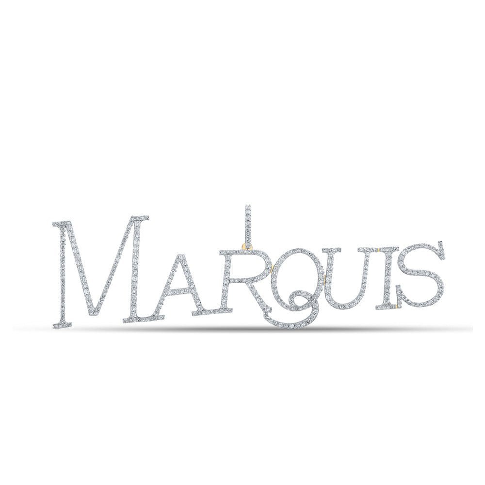 10kt Yellow Gold Round Diamond MARQUIS Name Charm Pendant - Exquisite Men's Jewelry Piece with 1 - 7/8 Cttw - Splendid Jewellery