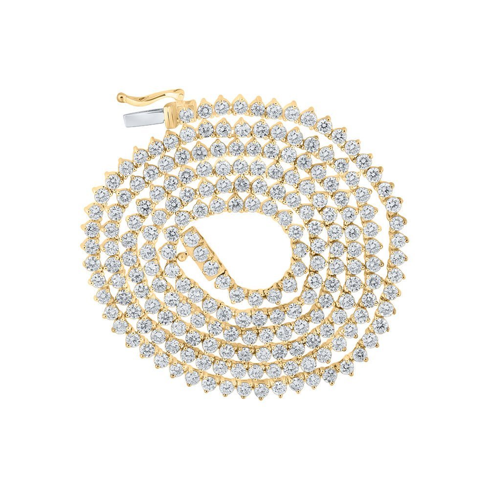 10kt Yellow Gold Round Diamond Studded Link Chain Necklace - A Dazzling Statement Piece for Men - Splendid Jewellery