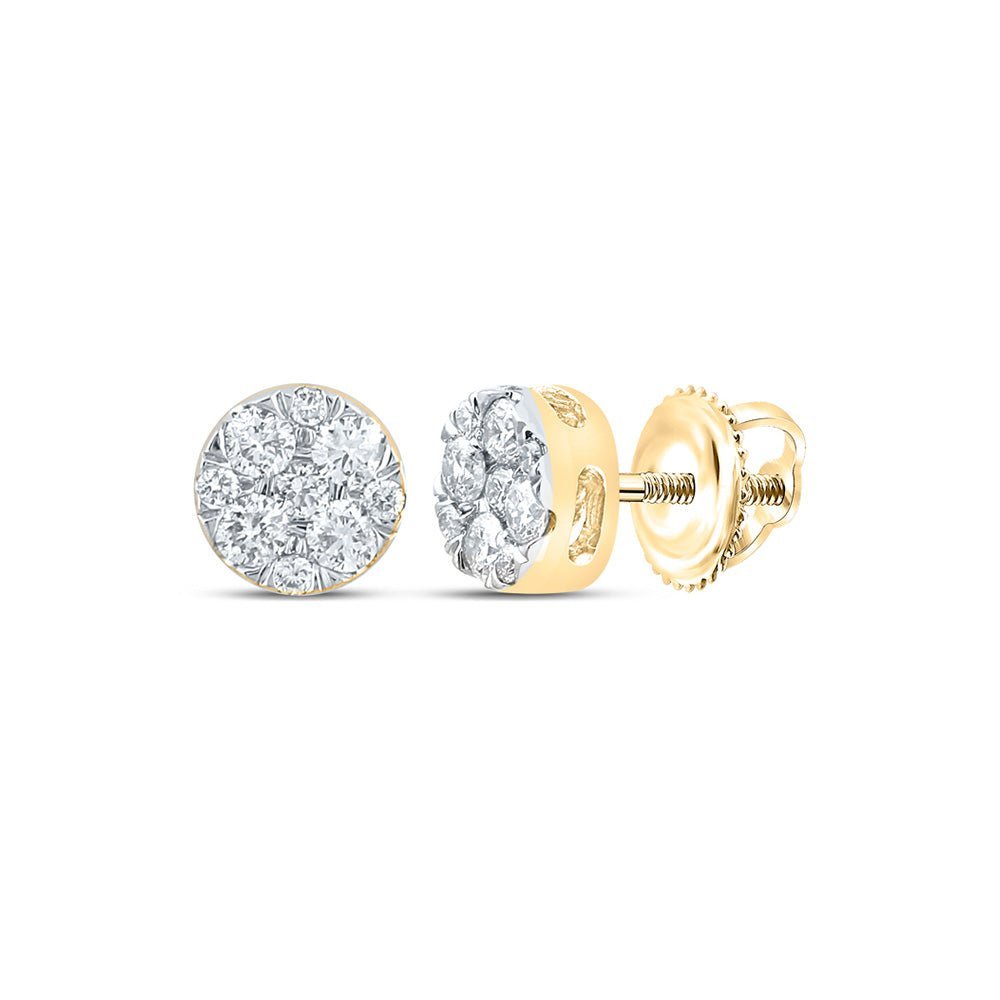 10kt Yellow Gold Sparkling Diamond Cluster Earrings: Timeless Elegance and Brilliant Shine - Splendid Jewellery