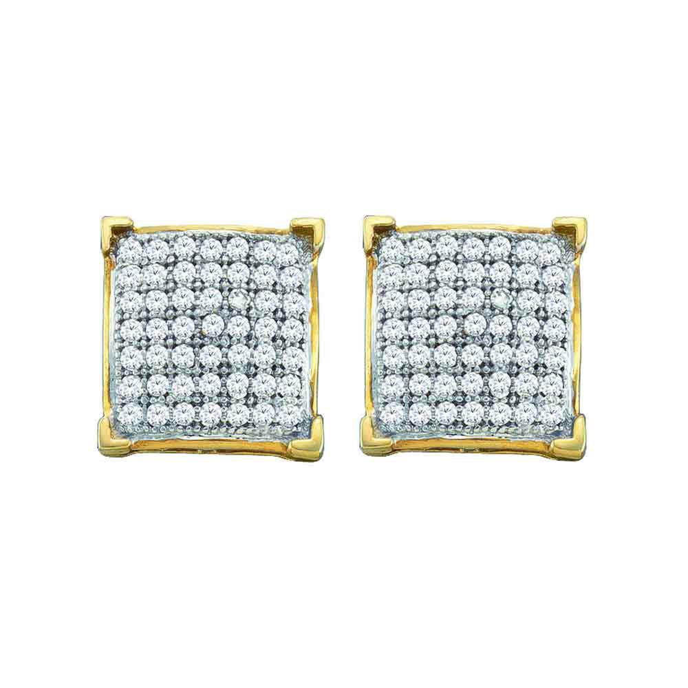 10kt Yellow Gold Sparkling Diamond Square Cluster Earrings - Splendid Jewellery