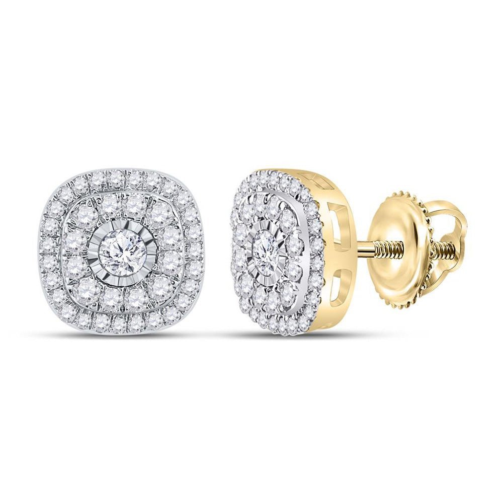 10kt Yellow Gold Sparkling Diamond Square Earrings - Splendid Jewellery
