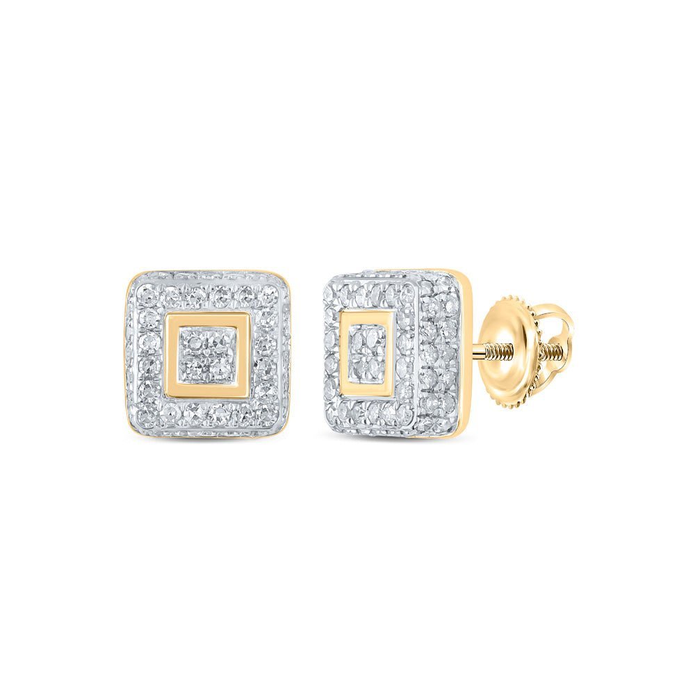 10kt Yellow Gold Sparkling Square Diamond Earrings - Splendid Jewellery