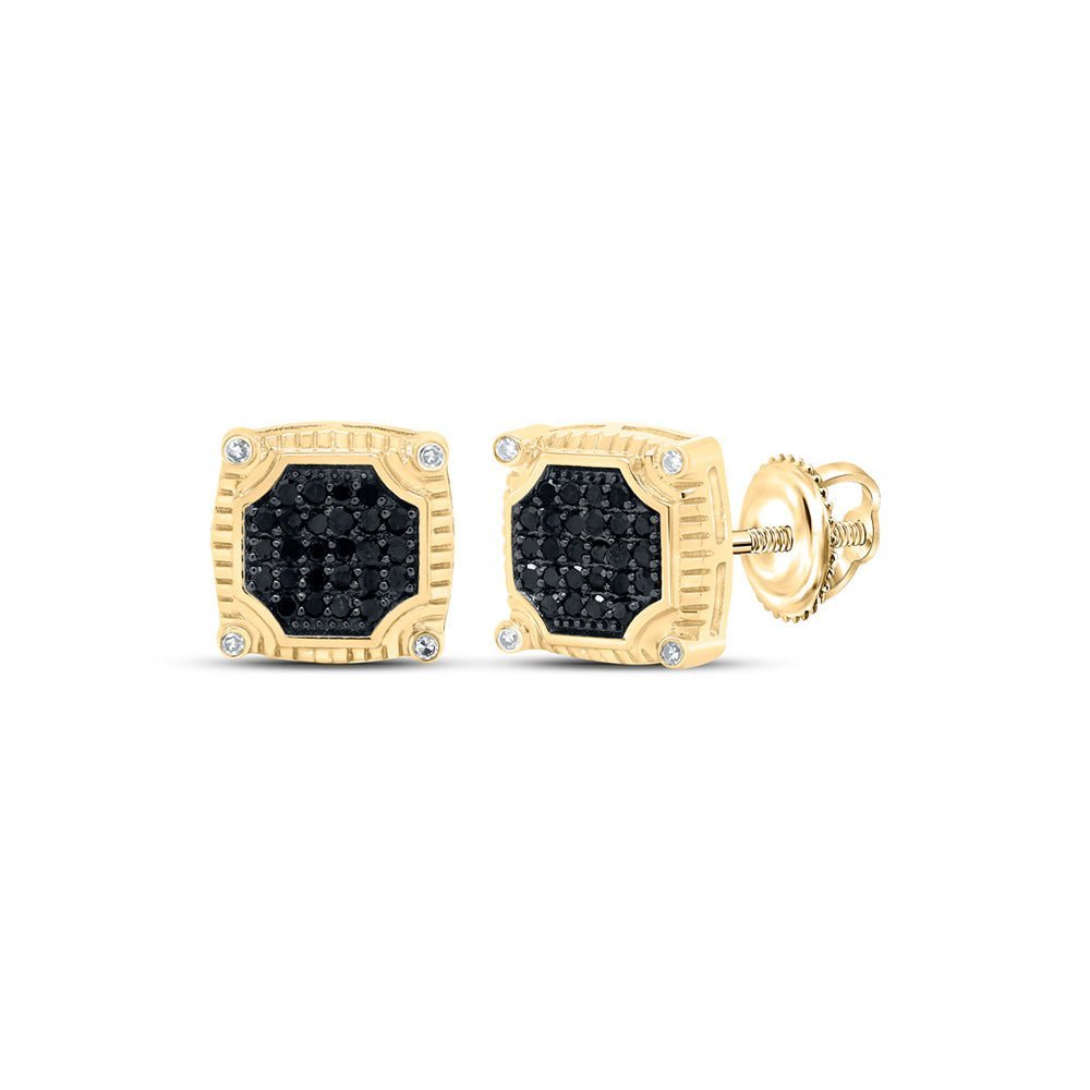 10kt Yellow Gold Square Black Diamond Earrings - 1/3 Cttw | Splendid Jewellery - Splendid Jewellery