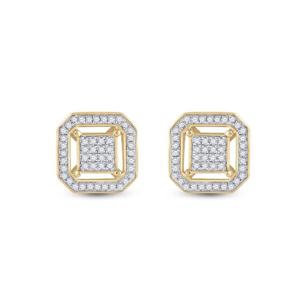 10kt Yellow Gold Square Diamond Cluster Earrings - Radiant Brilliance - Splendid Jewellery