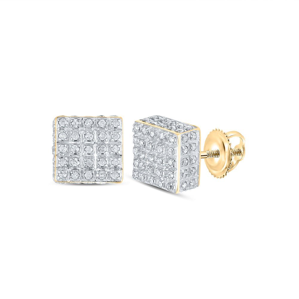 10kt Yellow Gold Square Diamond Earrings - A Dazzling Display of Elegance - Splendid Jewellery