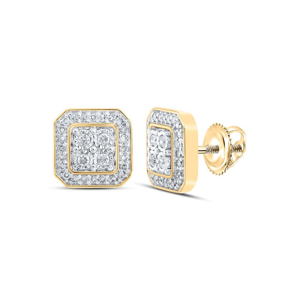 10kt Yellow Gold Square Diamond Earrings - A Dazzling Masterpiece - Splendid Jewellery