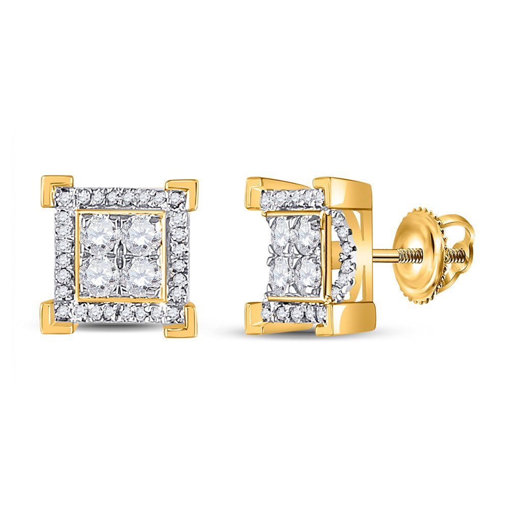 10kt Yellow Gold Square Diamond Earrings for Men - 1/2 Cttw of Brilliance - Splendid Jewellery