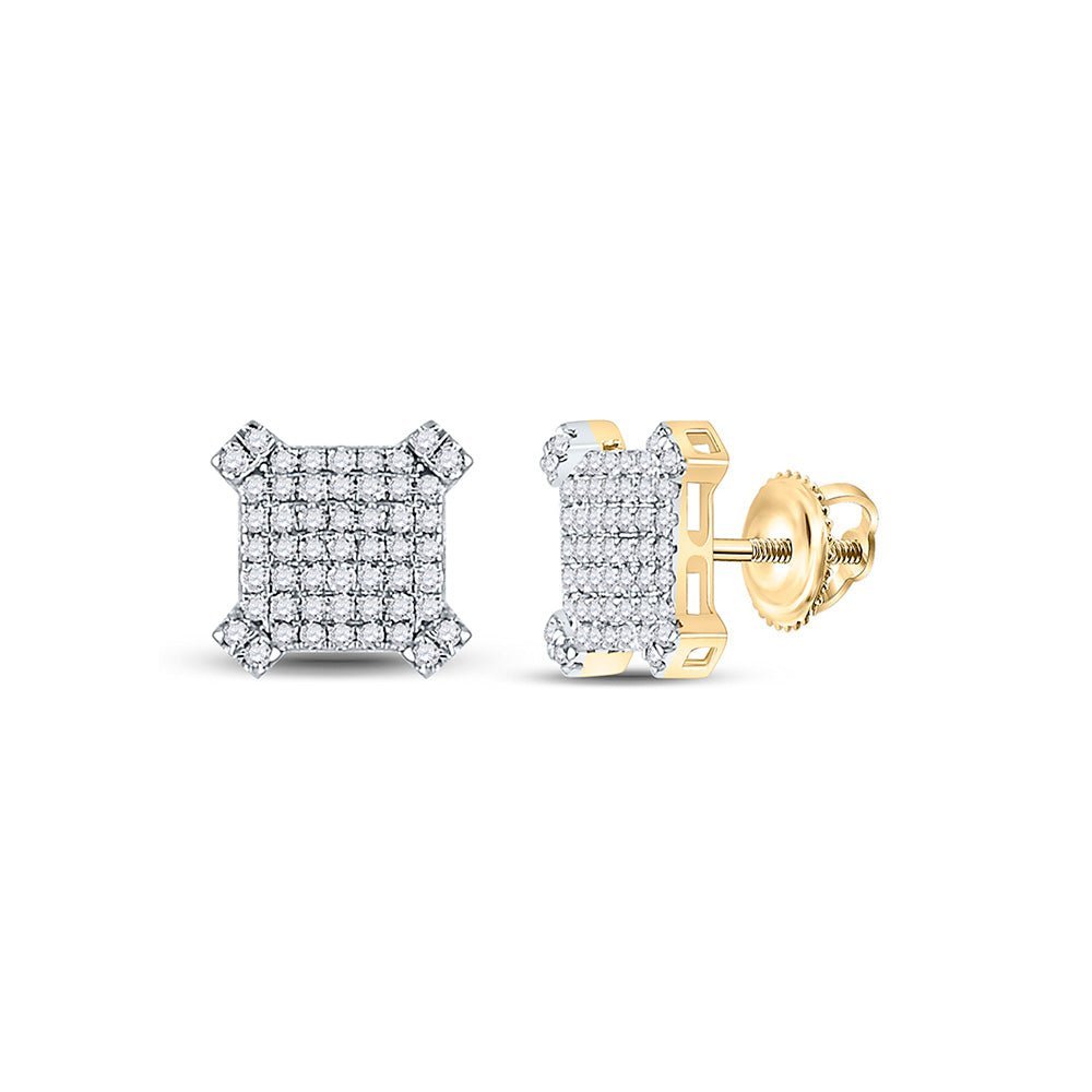 10kt Yellow Gold Square Diamond Earrings - Sleek and Sophisticated Men's Jewelry - Splendid Jewellery