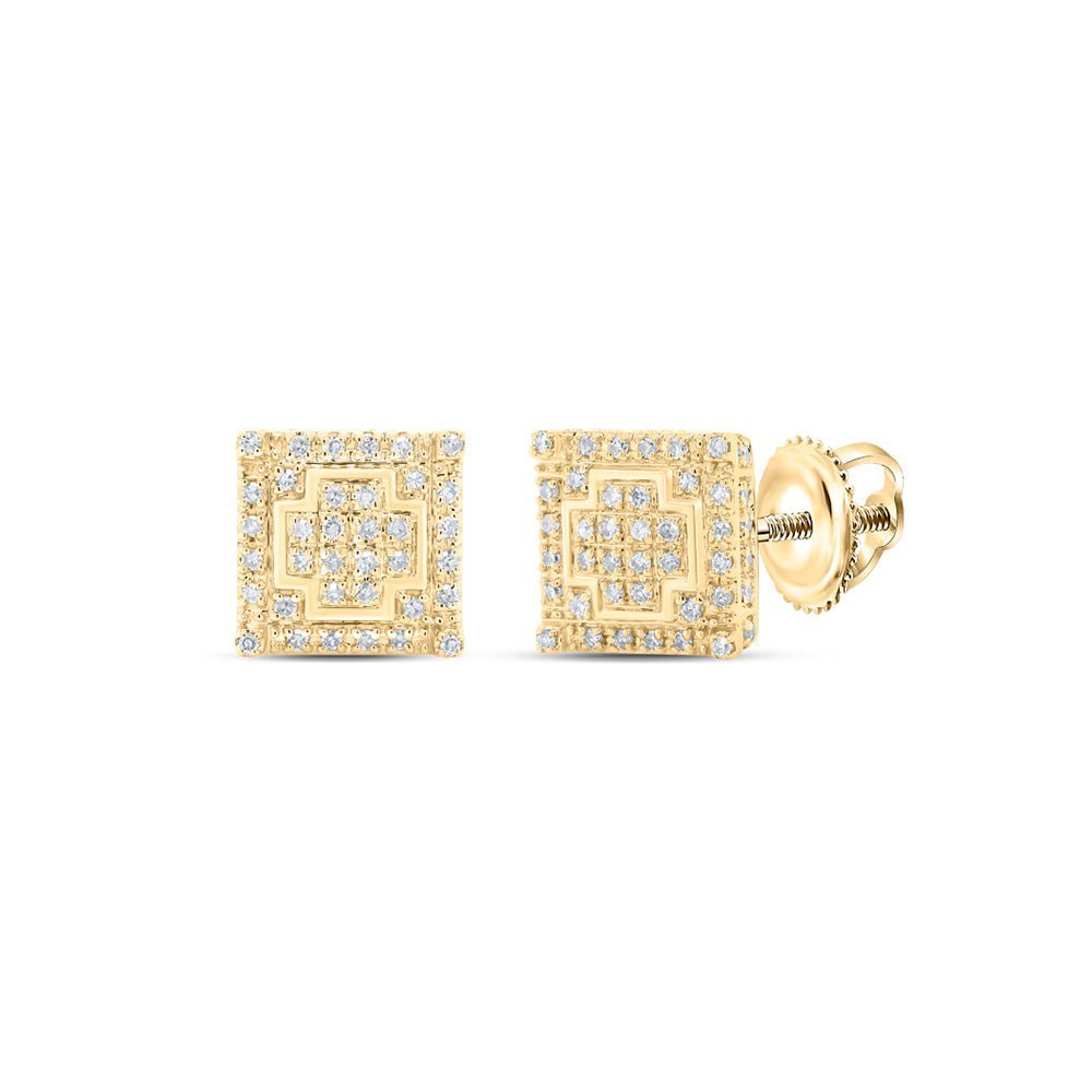 10kt Yellow Gold Square Diamond Earrings - Striking Men's Jewelry Piece with 1/4 Ct.t.w. Diamonds - Splendid Jewellery