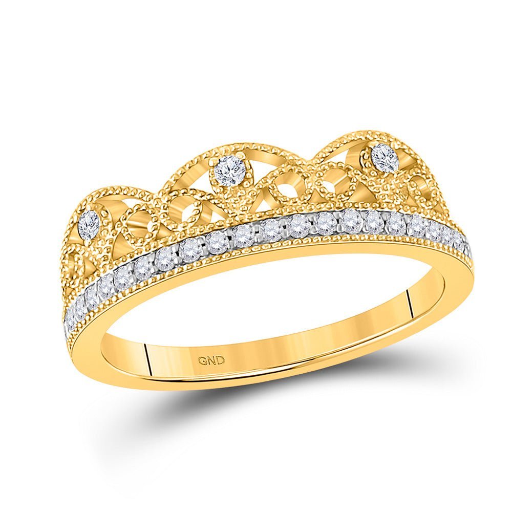 10kt Yellow Gold Womens Round Diamond Band Ring 1/5 Cttw | Radiant Elegance - Splendid Jewellery
