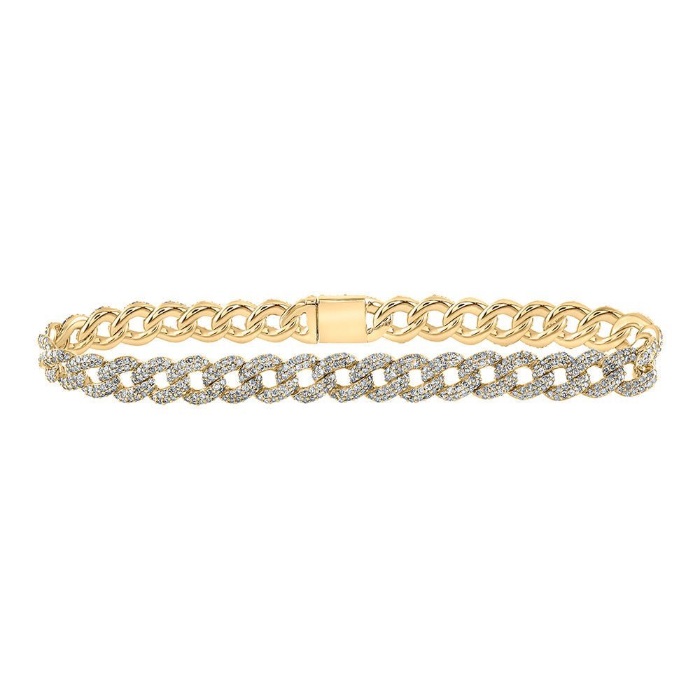 10kt Yellow Gold Women's Round Diamond Curb Link Bracelet - Dazzling Elegance - Splendid Jewellery