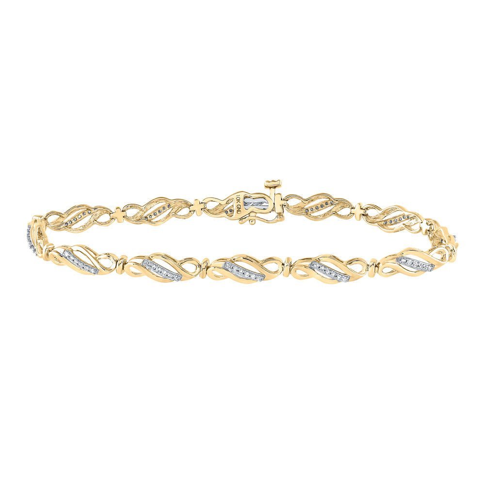 10kt Yellow Gold Women's Round Diamond Link Bracelet - Dazzling Elegance - Splendid Jewellery