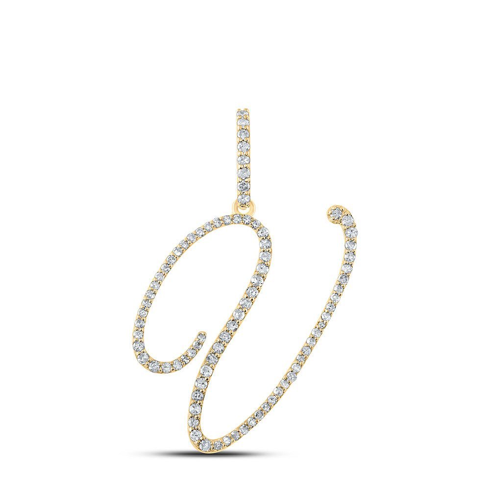 10kt Yellow Gold Womens Round Diamond V Initial Letter Pendant - Personalized Elegance at its Finest - Splendid Jewellery