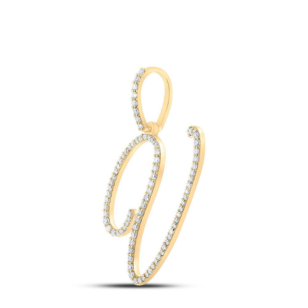 10kt Yellow Gold Womens Round Diamond V Initial Letter Pendant - Personalized Elegance at its Finest - Splendid Jewellery