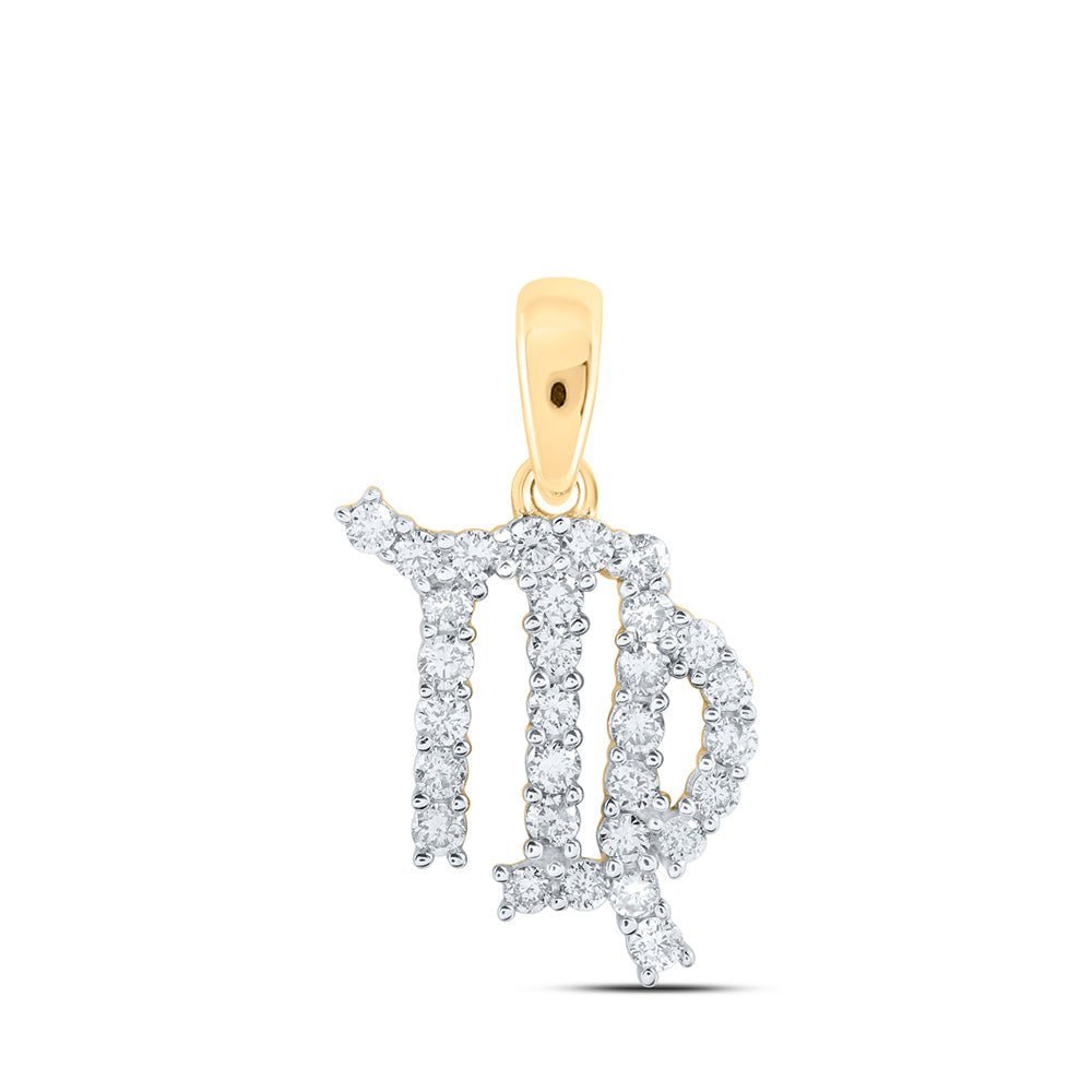 10kt Yellow Gold Zodiac Virgo Diamond Fashion Pendant - A Mesmerizing Celestial Statement Piece - Splendid Jewellery
