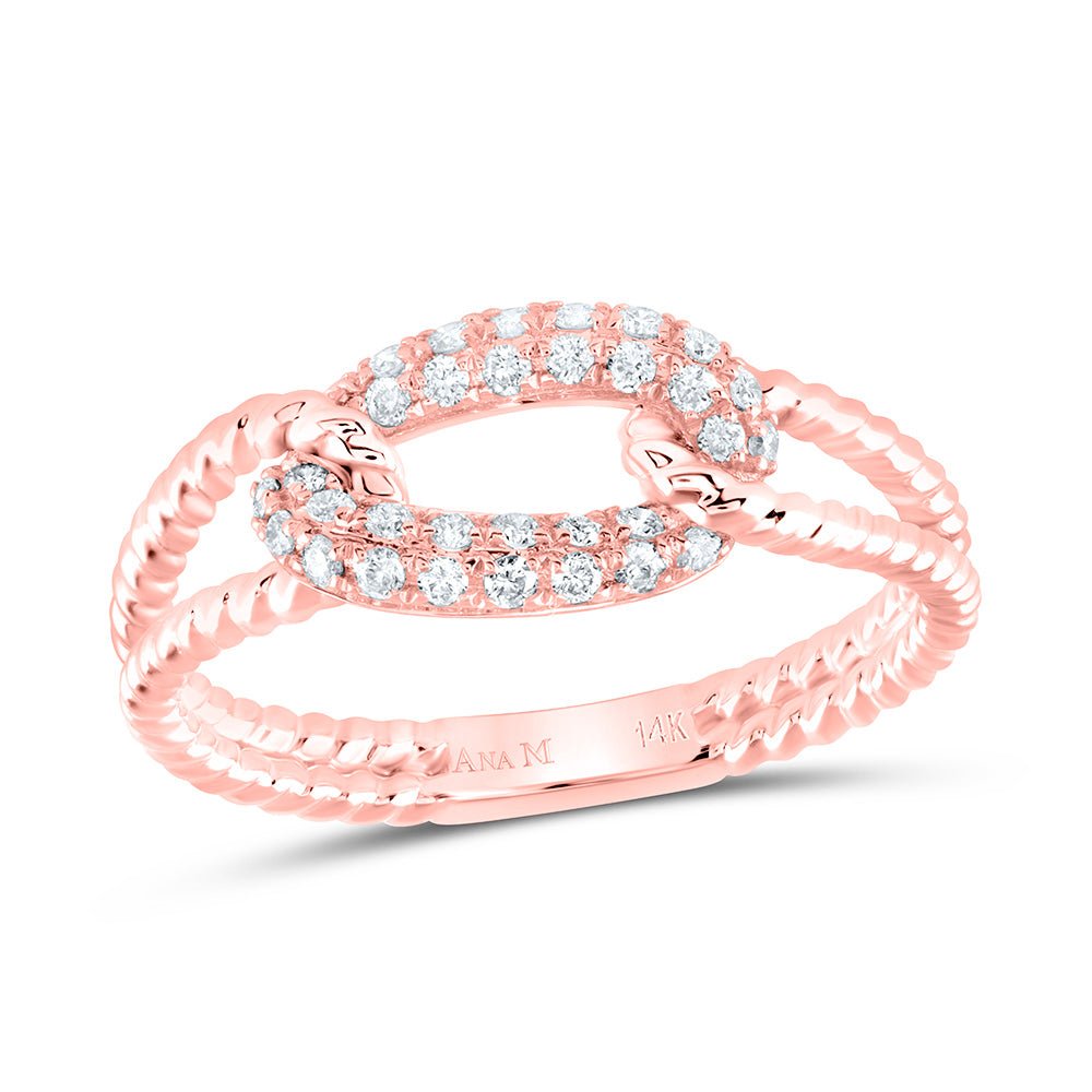 14K Rose Gold Diamond Designer Ring 1/5 Cttw - Splendid Jewellery