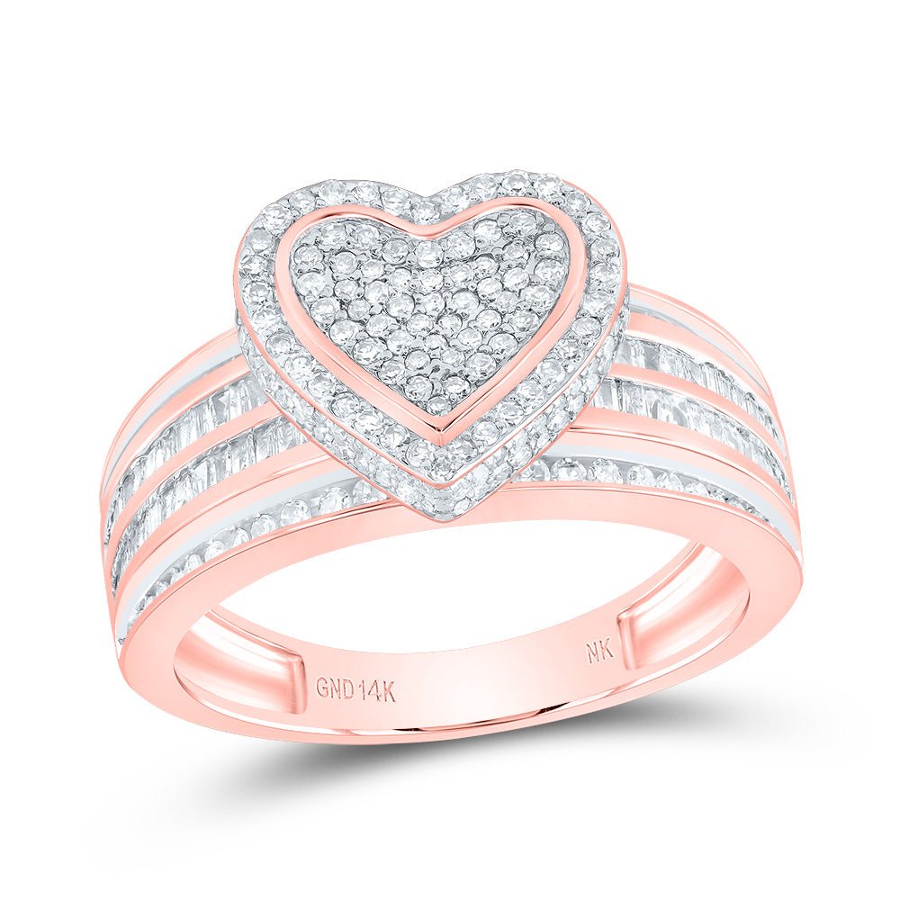 14K Rose Gold Diamond Fashion Heart Ring 1 1/3 Cttw - Splendid Jewellery