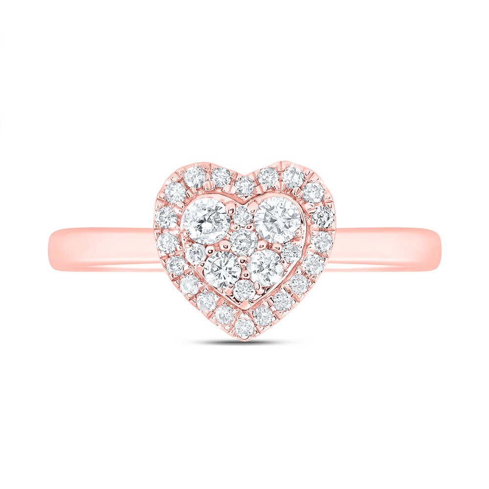14K Rose Gold Diamond Fashion Heart Ring 1/3 Cttw - Splendid Jewellery