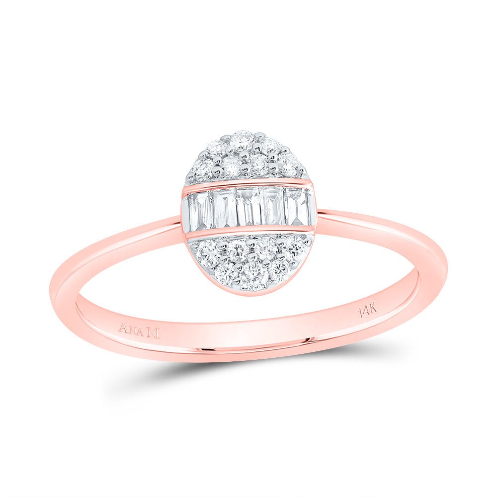 14K Rose Gold Diamond Fashion Oval Ring 1/4 Cttw - Splendid Jewellery